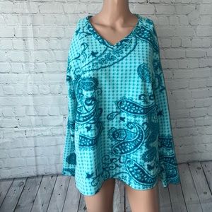 White Stag dark & light blue floral pullover size XXL